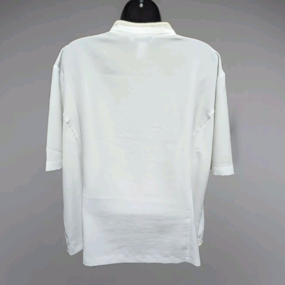 VTG Ship ' N Shore Woman White Embellished Blouse Short Sleeve Button Sz… - Picture 3 of 15